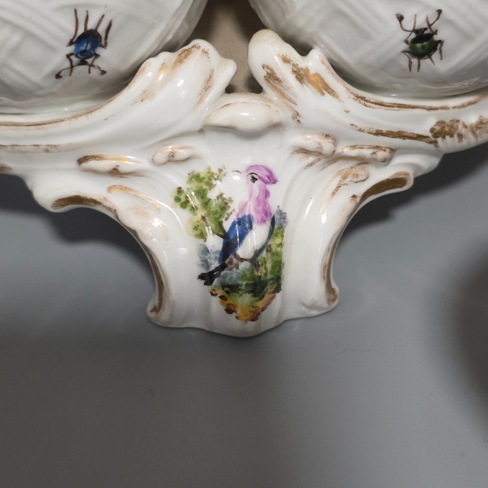 Fine pair of 19th Century German Porcelain Kpm Berlin Hand Painted Double Salts View XXIV