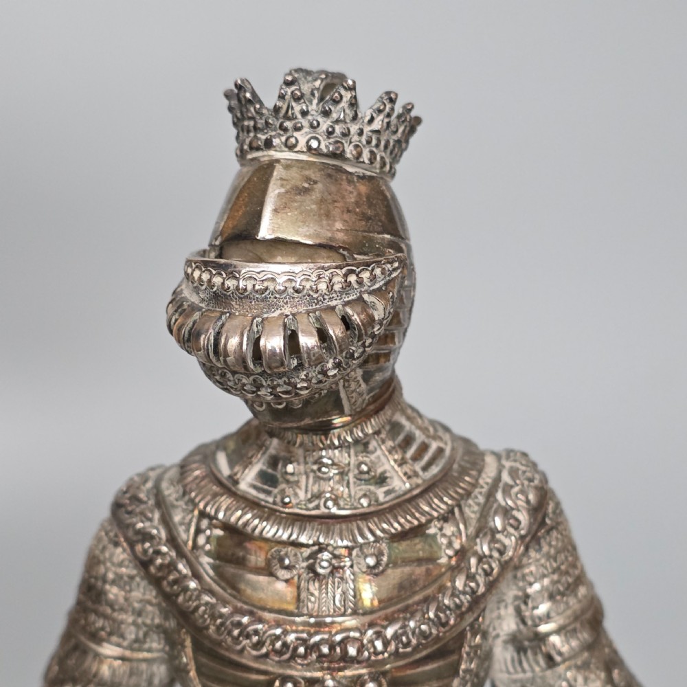 Fine and Highly Decorative German Silver Knight Figure – Hanau, c.1924 View III