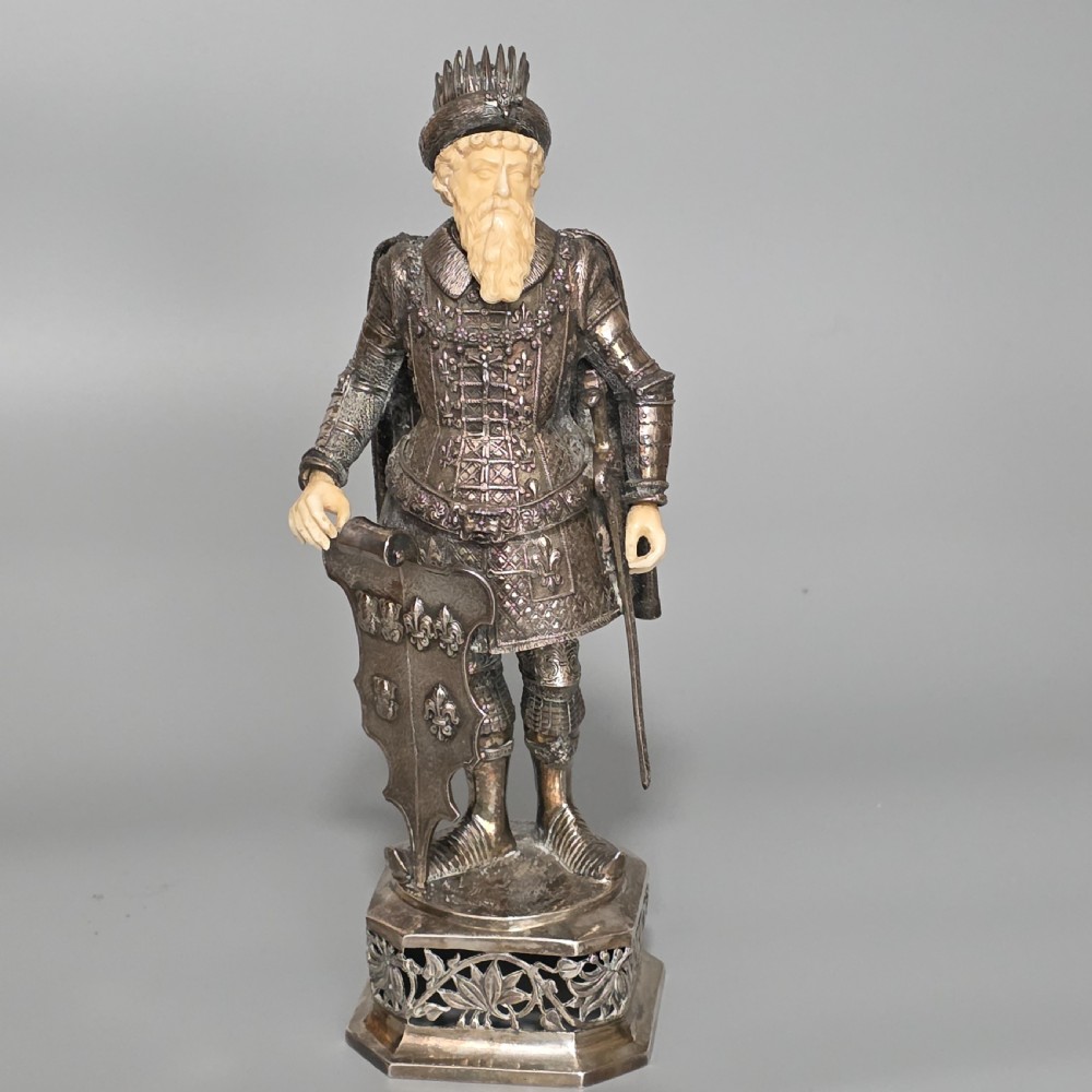 Fine and Highly Decorative German Silver Figure of a French King – Hanau, c.1927
