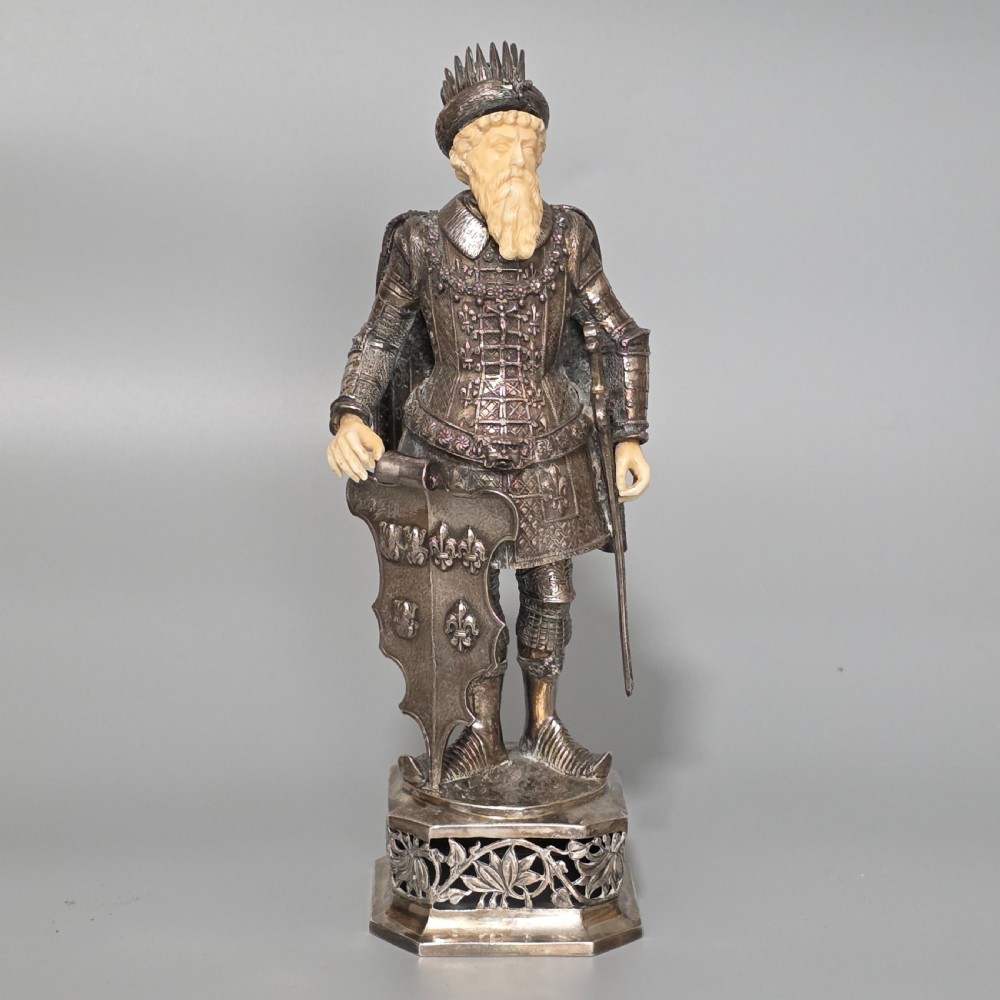 Fine and Highly Decorative German Silver Figure of a French King – Hanau, c.1927 View III