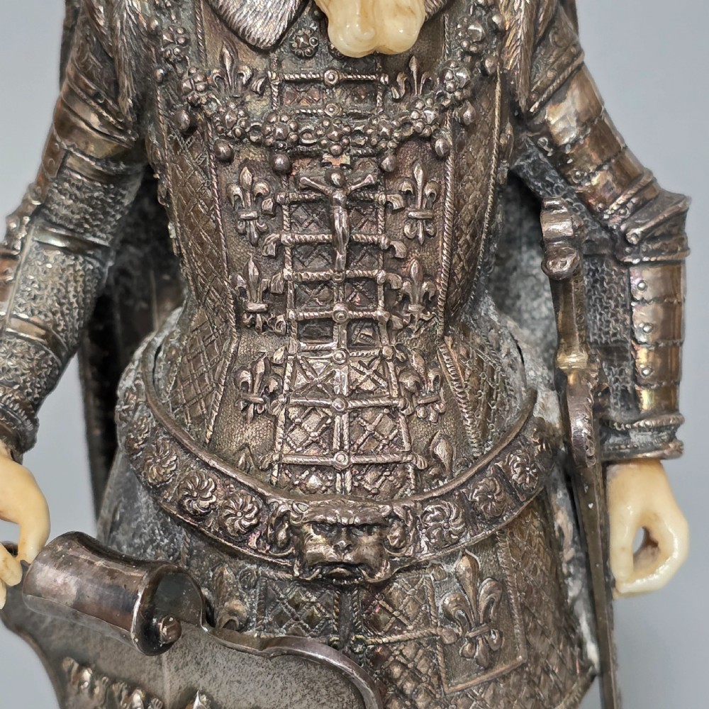 Fine and Highly Decorative German Silver Figure of a French King – Hanau, c.1927 View X