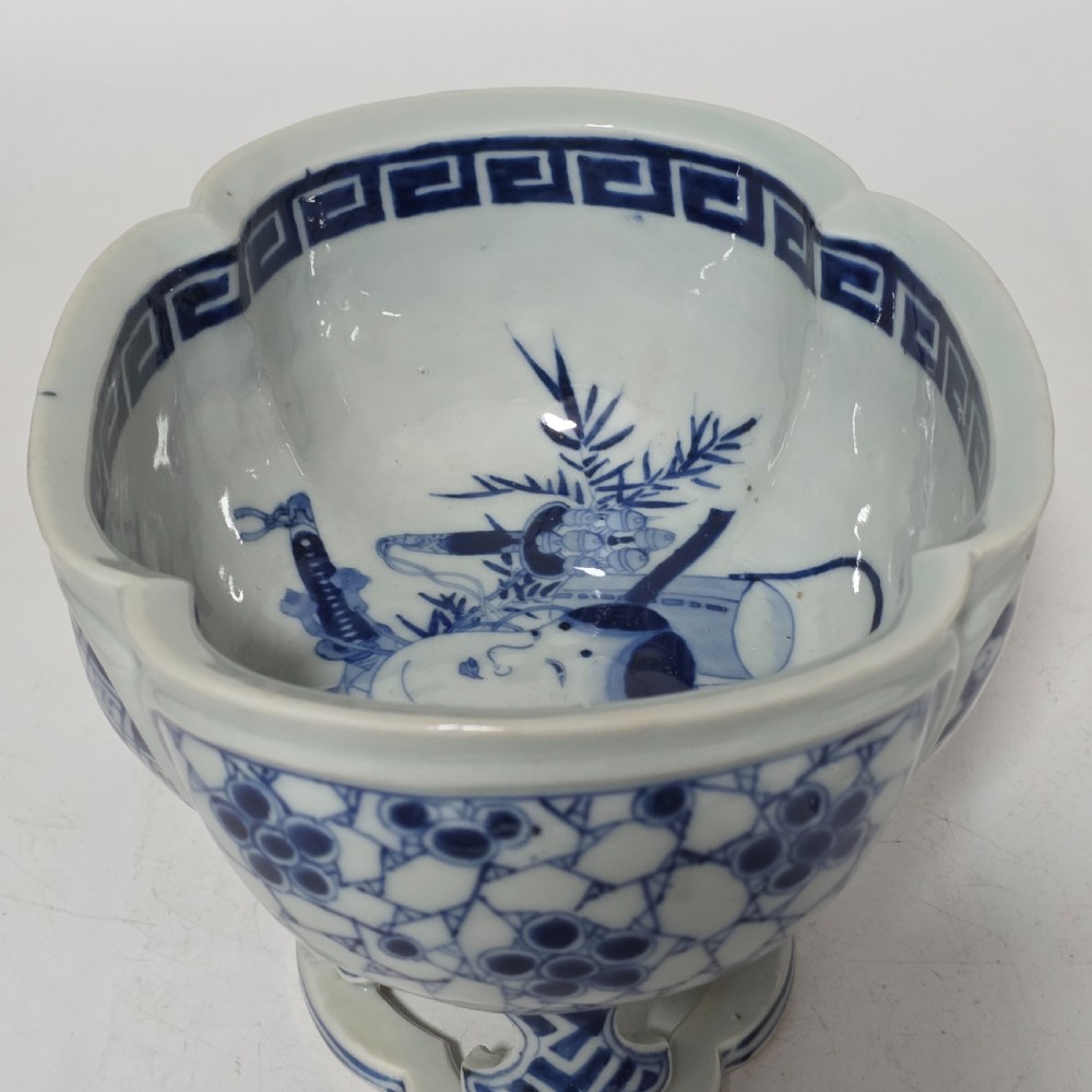 19thc Chinese Blue & White Comport Bowl View II