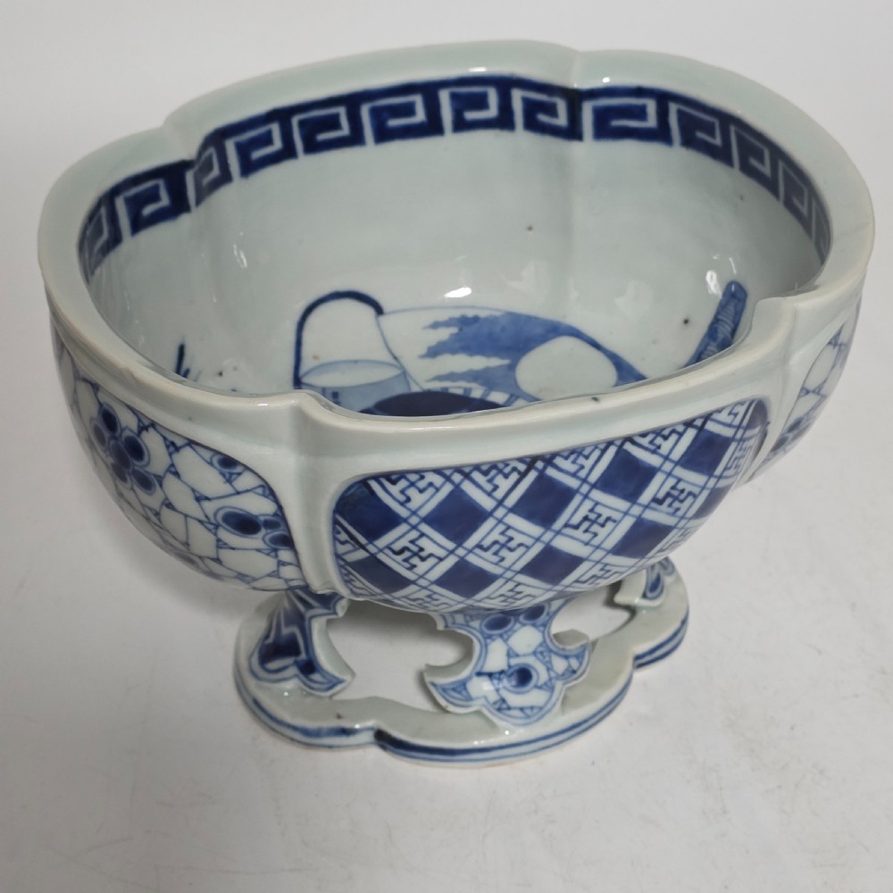 19thc Chinese Blue & White Comport Bowl