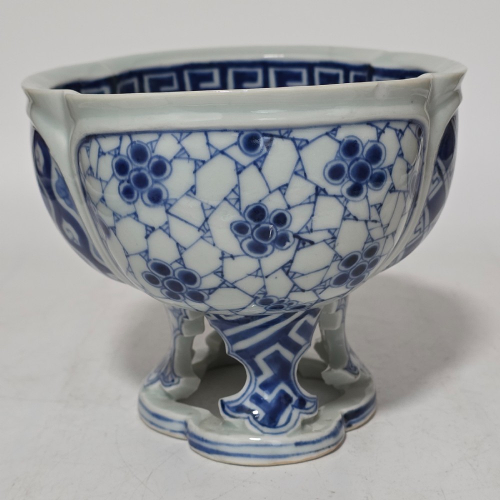 19thc Chinese Blue & White Comport Bowl View VI