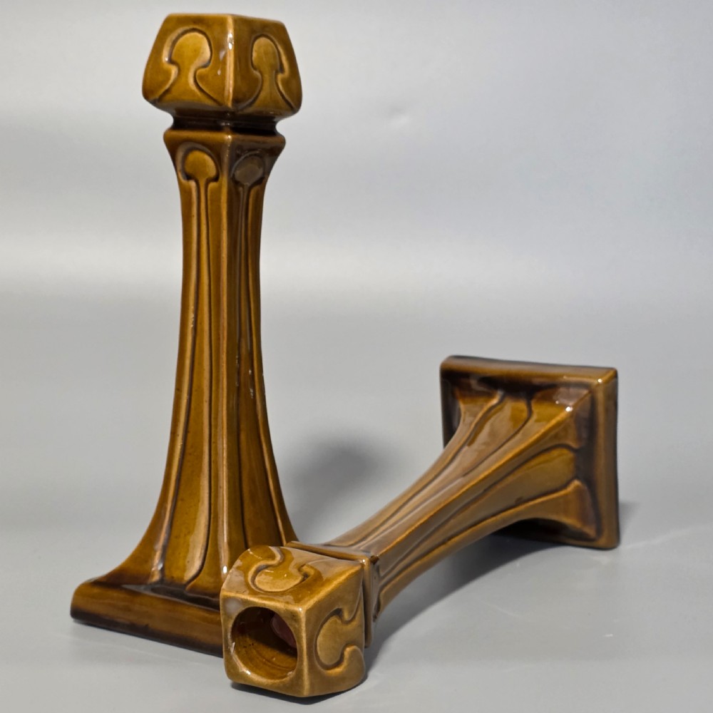 Art Nouveau Burmantofts Candlesticks View II