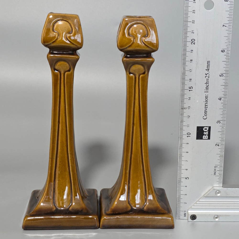 Art Nouveau Burmantofts Candlesticks View VII