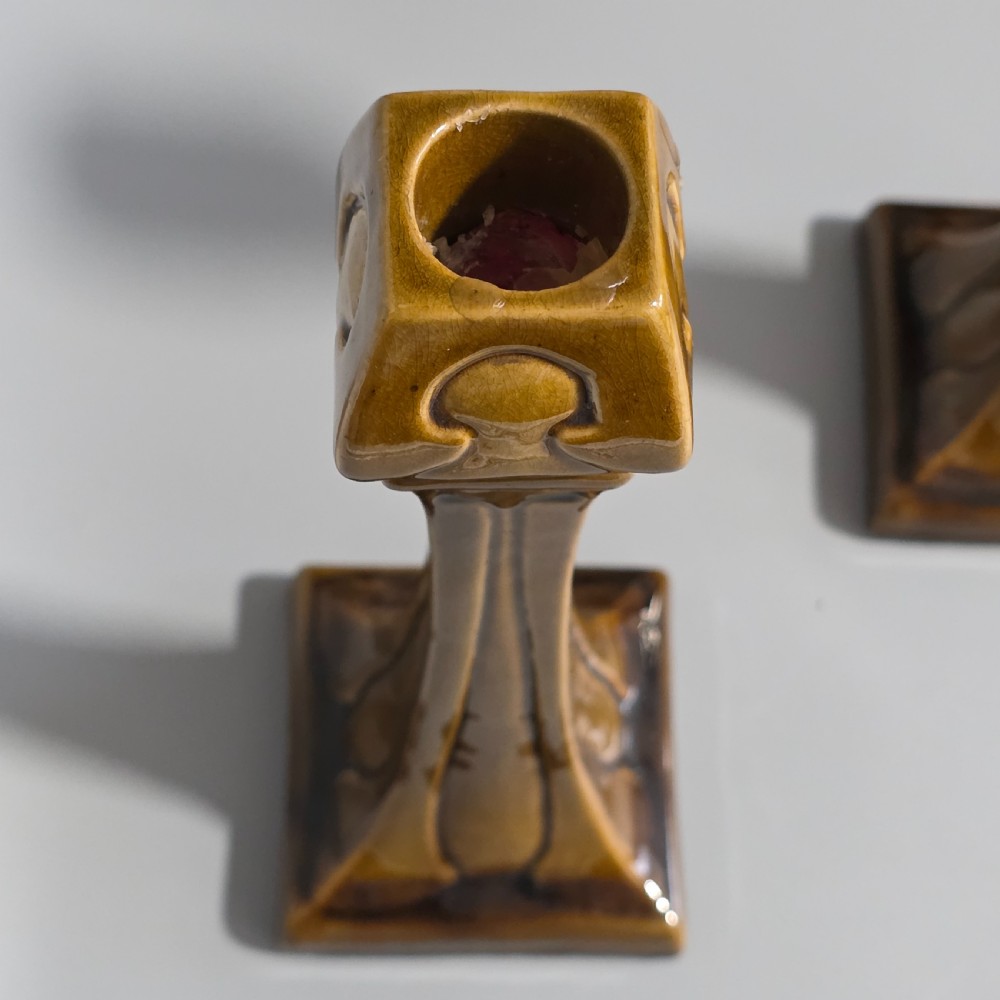 Art Nouveau Burmantofts Candlesticks View VIII