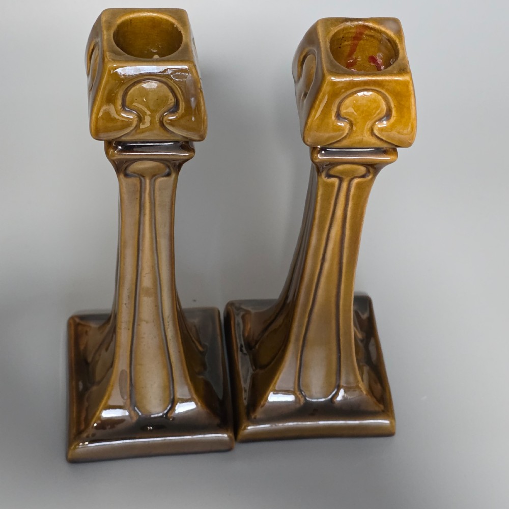 Art Nouveau Burmantofts Candlesticks View IX