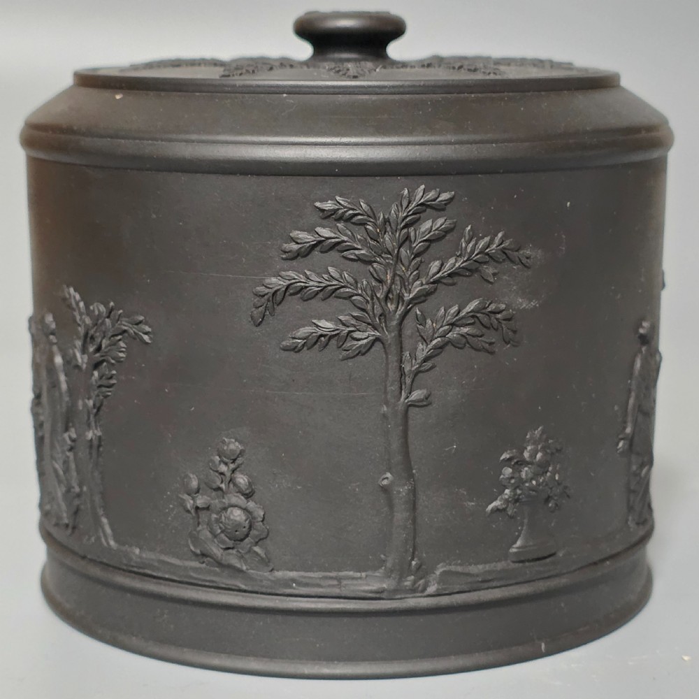 Fine Antique Wedgwood Black Basalt Ware 19Th Century Lidded Sucrier Pot 