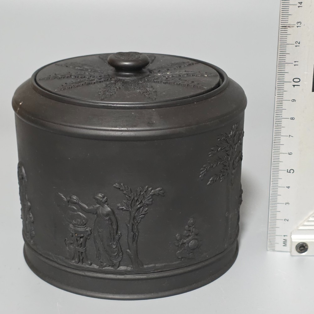 Fine Antique Wedgwood Black Basalt Ware 19Th Century Lidded Sucrier Pot  View IX