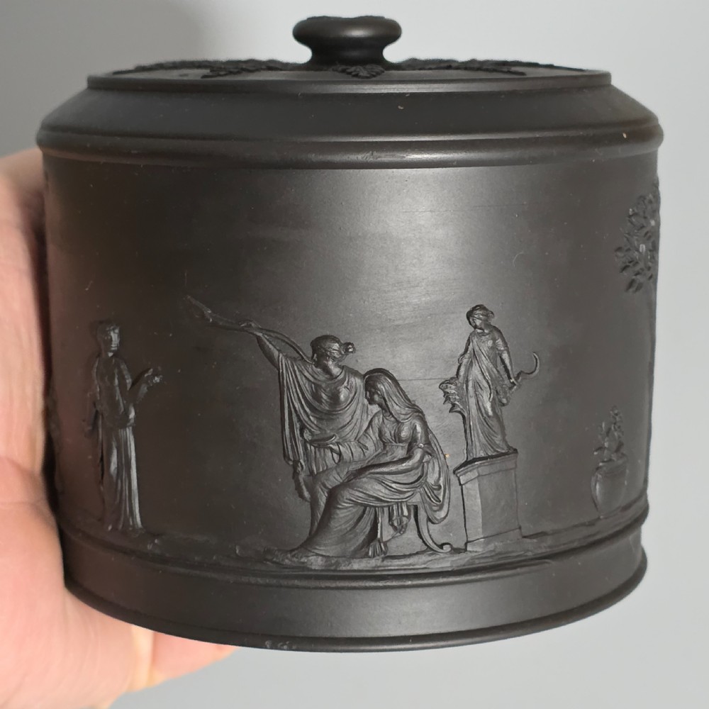 Fine Antique Wedgwood Black Basalt Ware 19Th Century Lidded Sucrier Pot  View XII