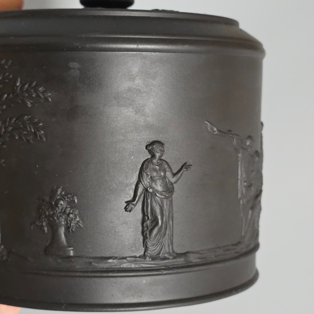 Fine Antique Wedgwood Black Basalt Ware 19Th Century Lidded Sucrier Pot  View XIII
