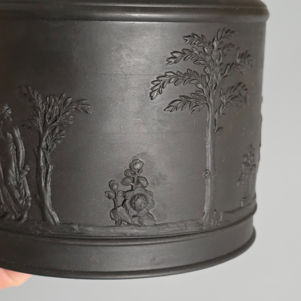 Fine Antique Wedgwood Black Basalt Ware 19Th Century Lidded Sucrier Pot  View XIV