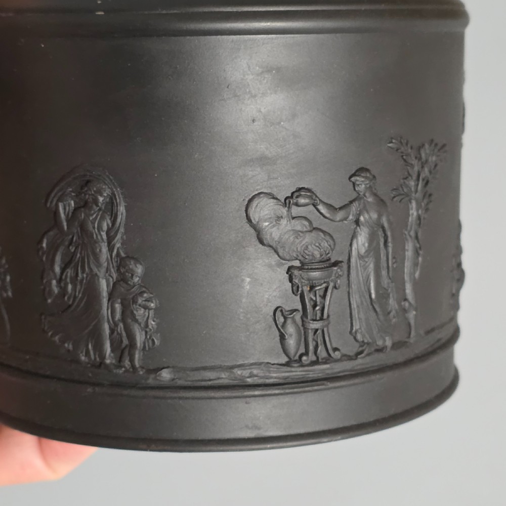 Fine Antique Wedgwood Black Basalt Ware 19Th Century Lidded Sucrier Pot  View XV