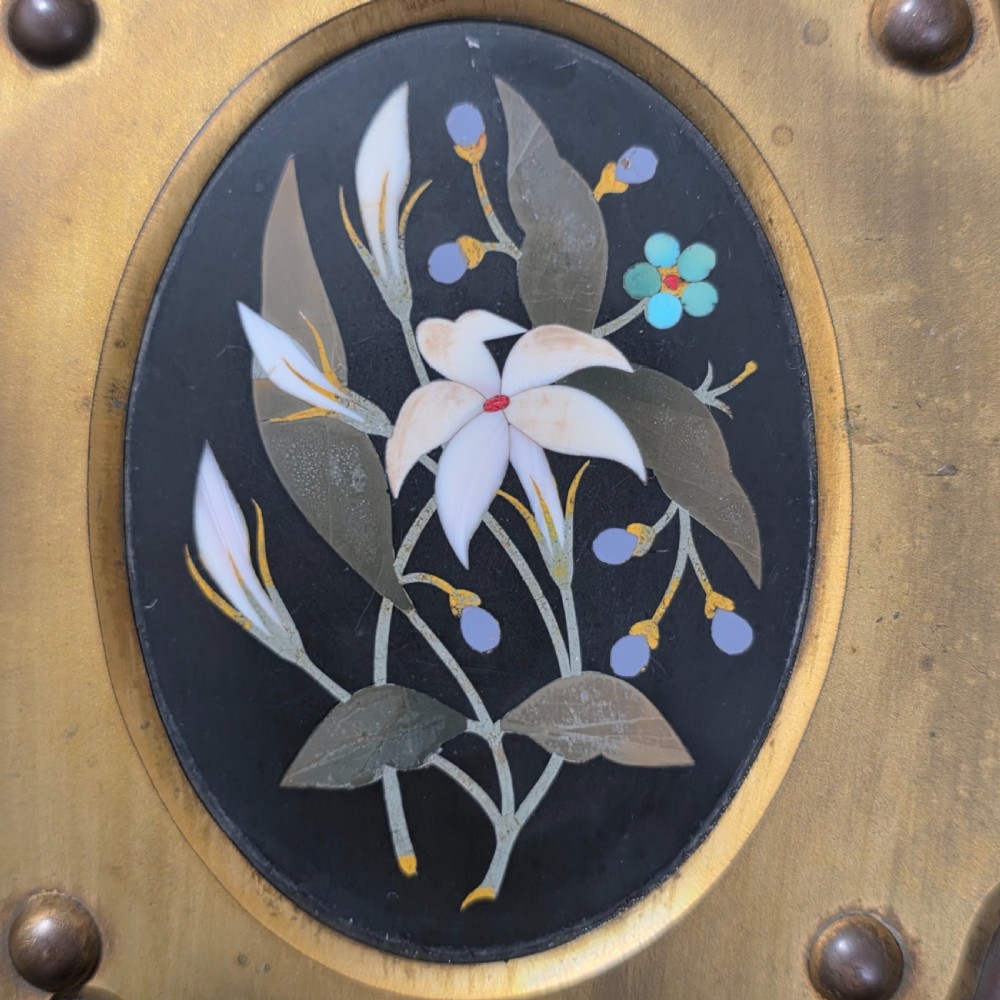 Elegant 19th Century Betjemann’s Walnut Book Slide with Pietra Dura Floral Panels View III