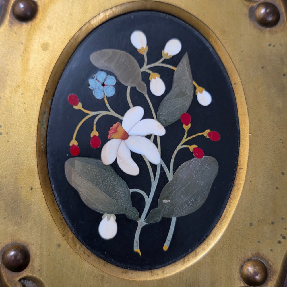 Elegant 19th Century Betjemann’s Walnut Book Slide with Pietra Dura Floral Panels View IV