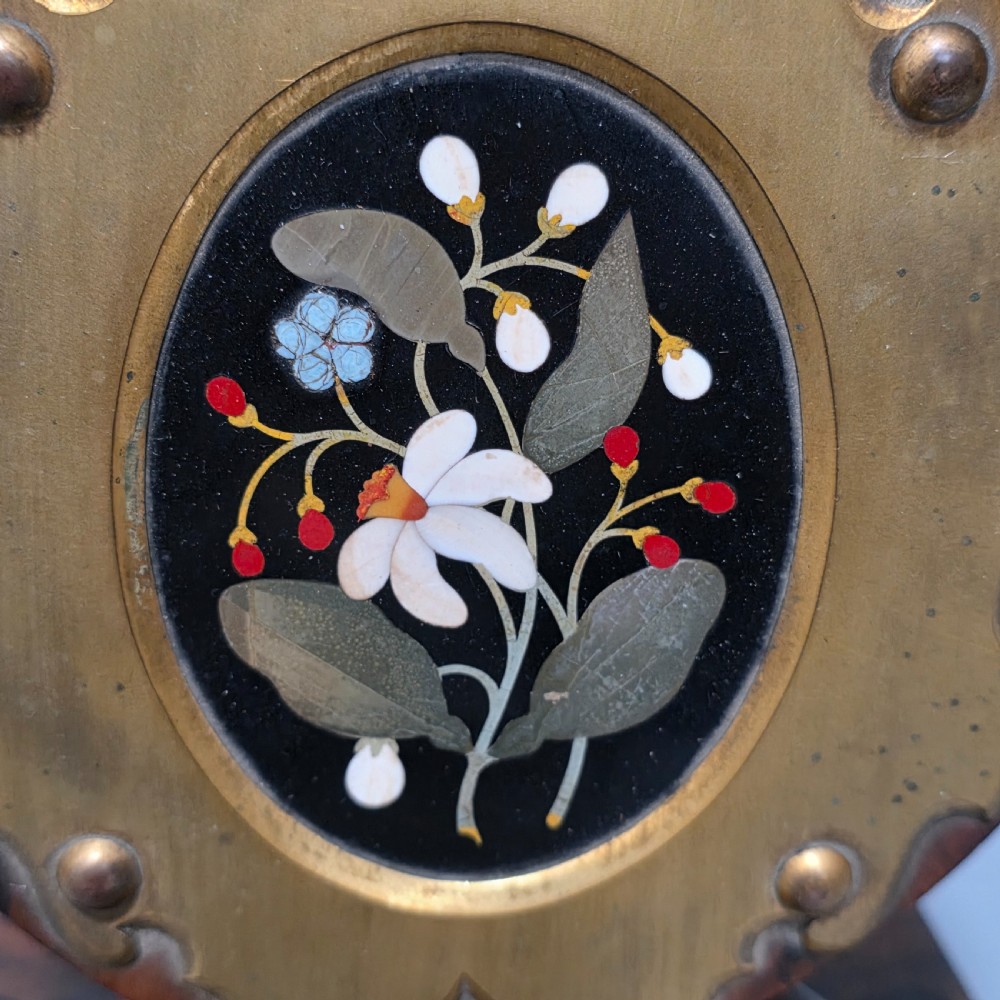 Elegant 19th Century Betjemann’s Walnut Book Slide with Pietra Dura Floral Panels View XX