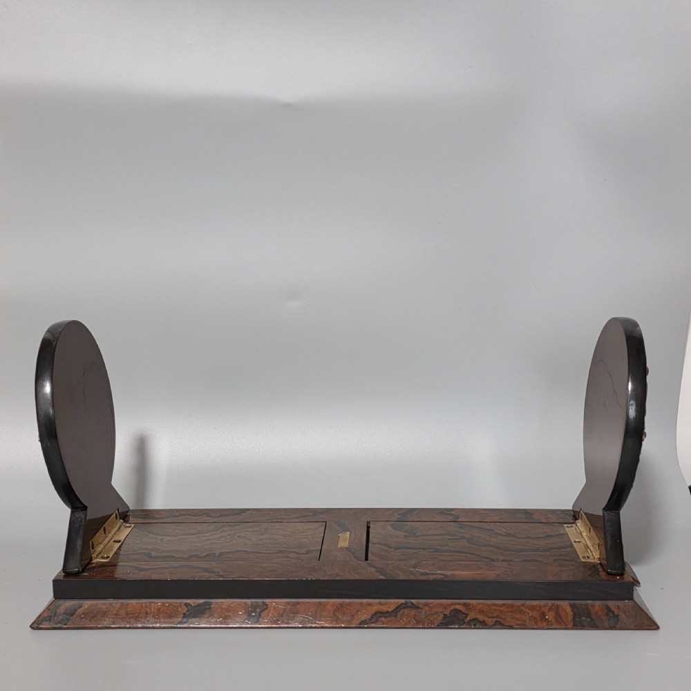 Elegant 19th Century Betjemann’s Walnut Book Slide with Pietra Dura Floral Panels View XXII