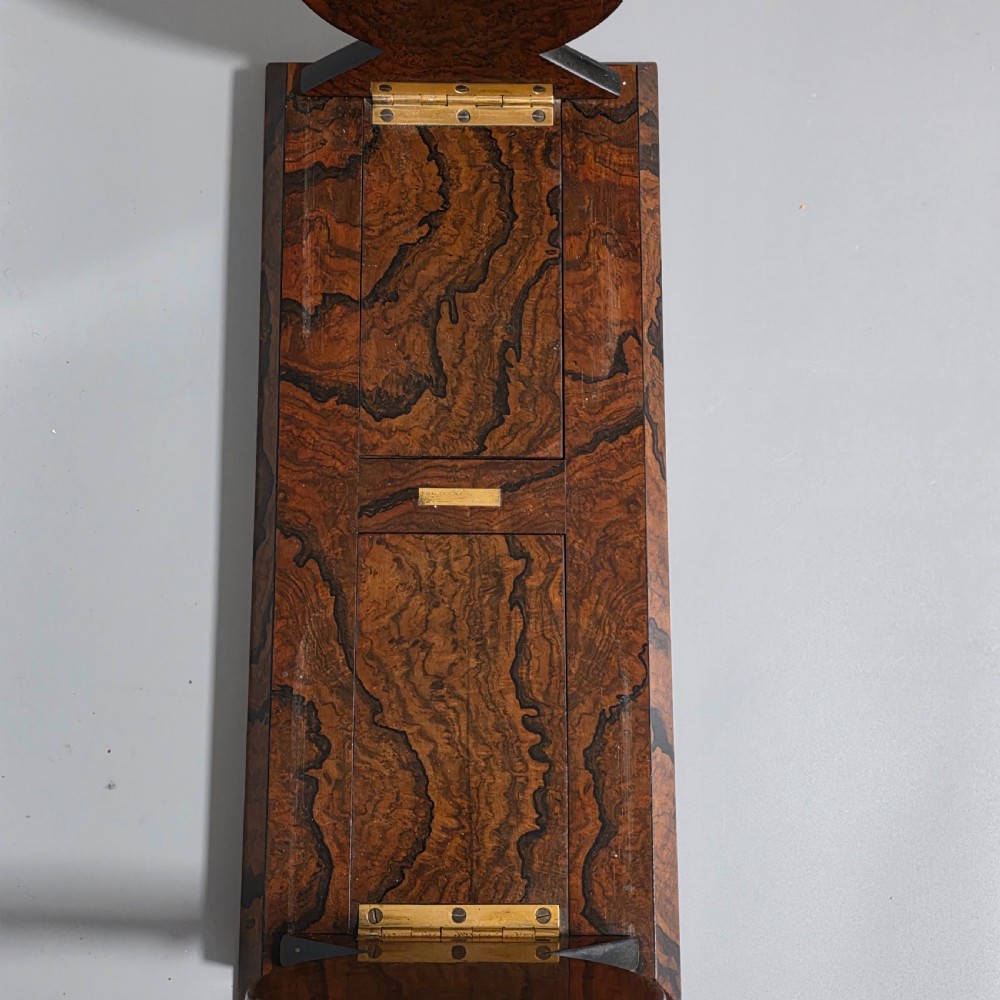 Elegant 19th Century Betjemann’s Walnut Book Slide with Pietra Dura Floral Panels View XXX