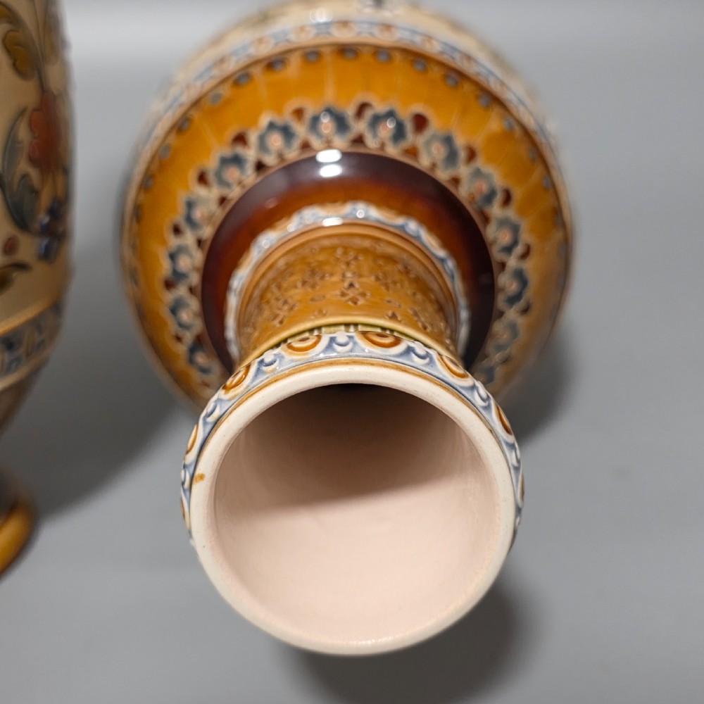 Pair of Late 19th Century German Mettlach Pottery Vases c.1890 View XIII