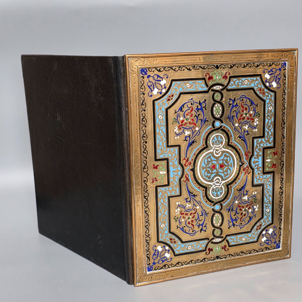 Antique French Champlevé Enamel Brass Document Folder / Blotter – Circa 1880
 View IV