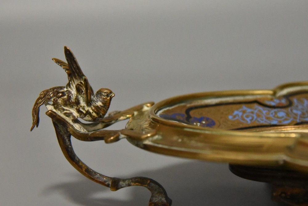 Highly Attractive Antique French Champlevé Enamel and Brass Desk Stand View VI