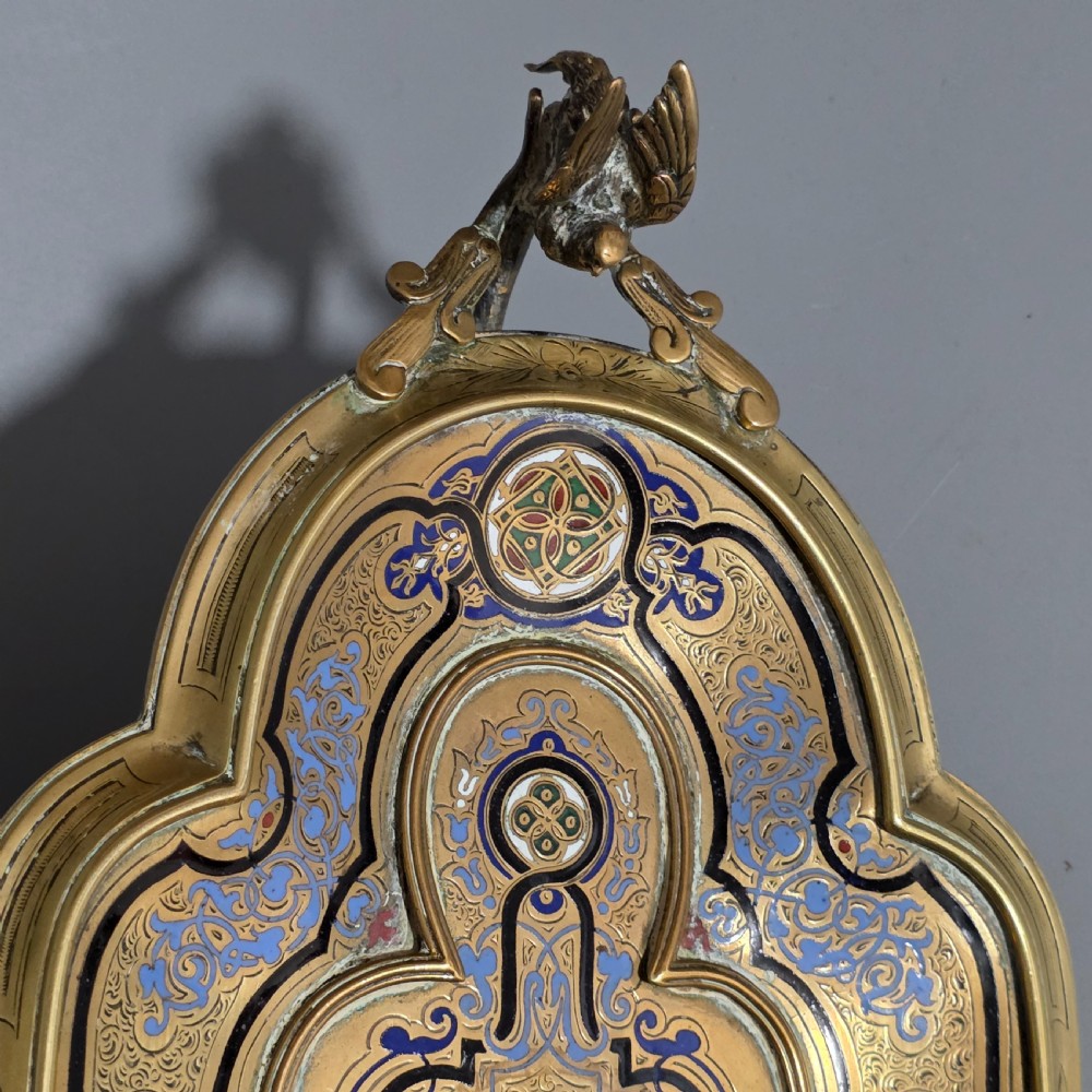 Highly Attractive Antique French Champlevé Enamel and Brass Desk Stand View XIX