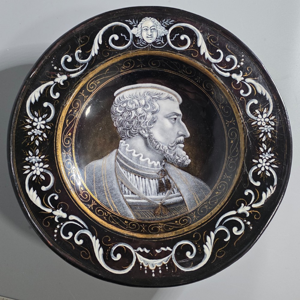 Fine 19th Century Limoges Grisailles Enamel Tazza with Portrait – French, Circa 1880 View III