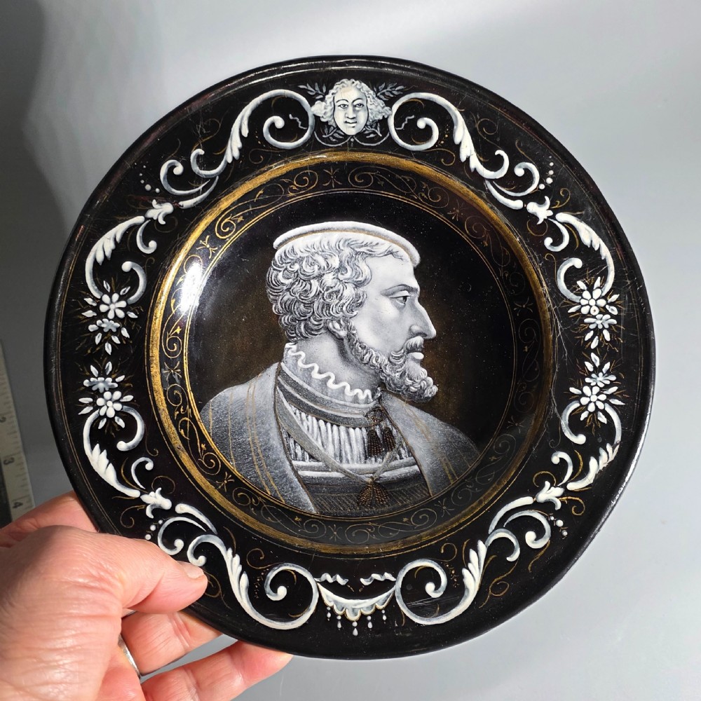 Fine 19th Century Limoges Grisailles Enamel Tazza with Portrait – French, Circa 1880 View VIII