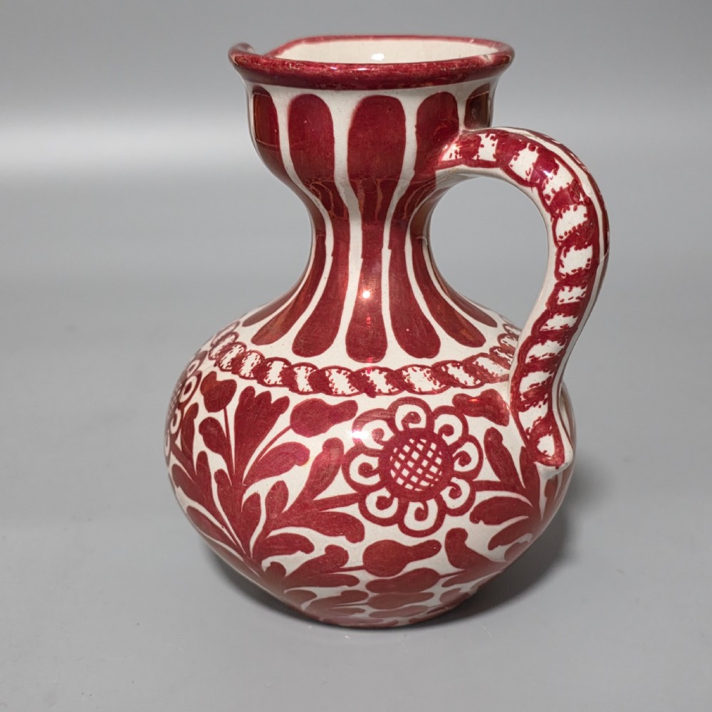 Cantagalli Antique Pottery Luster Ware Pitcher Italian Majolica Hispano Moresque