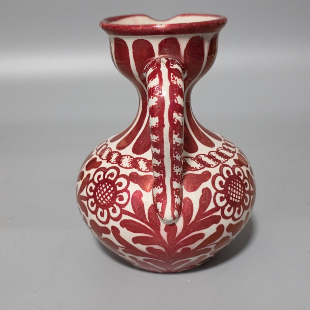 Cantagalli Antique Pottery Luster Ware Pitcher Italian Majolica Hispano Moresque View III