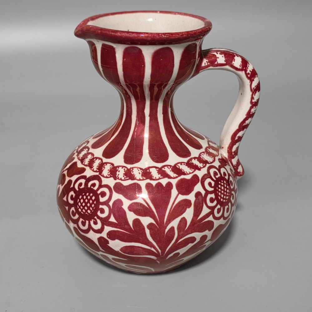Cantagalli Antique Pottery Luster Ware Pitcher Italian Majolica Hispano Moresque View VII