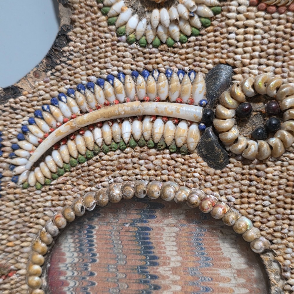 Incredible Micro Mosaic Valentine Shell Triple Frame c1881 View V
