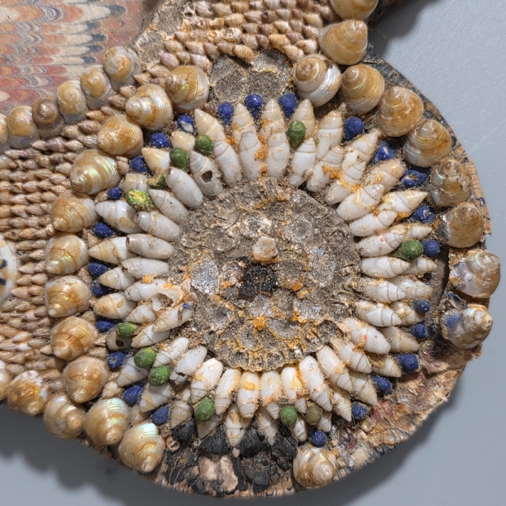 Incredible Micro Mosaic Valentine Shell Triple Frame c1881 View VIII