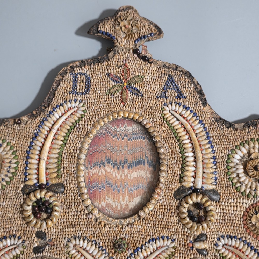 Incredible Micro Mosaic Valentine Shell Triple Frame c1881 View XIII