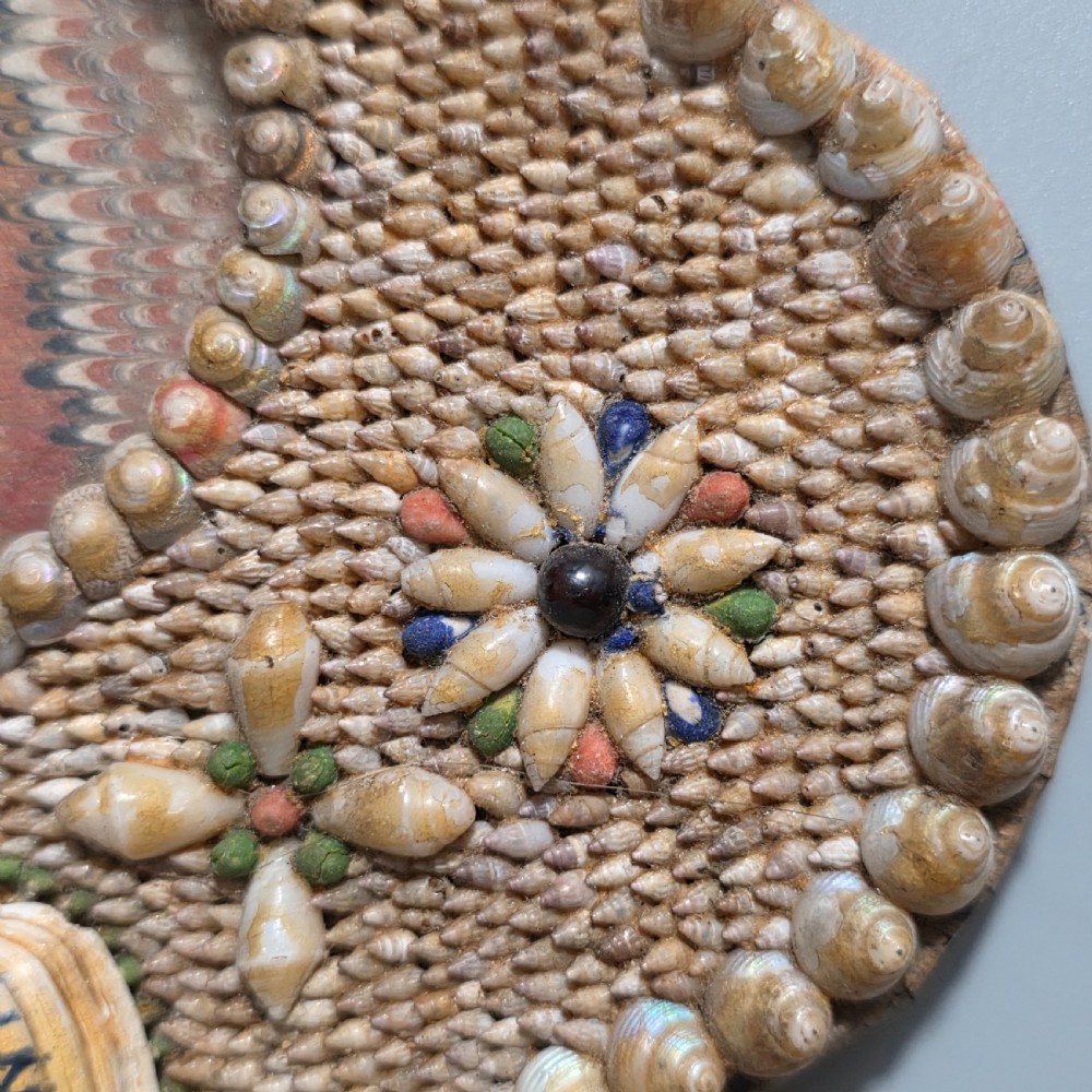 Incredible Micro Mosaic Valentine Shell Triple Frame c1881 View XIV