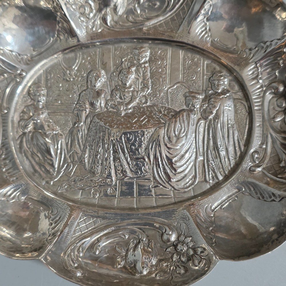 Elegant 19thc Hanau Silver Lobed, Twin Handled Dish View II