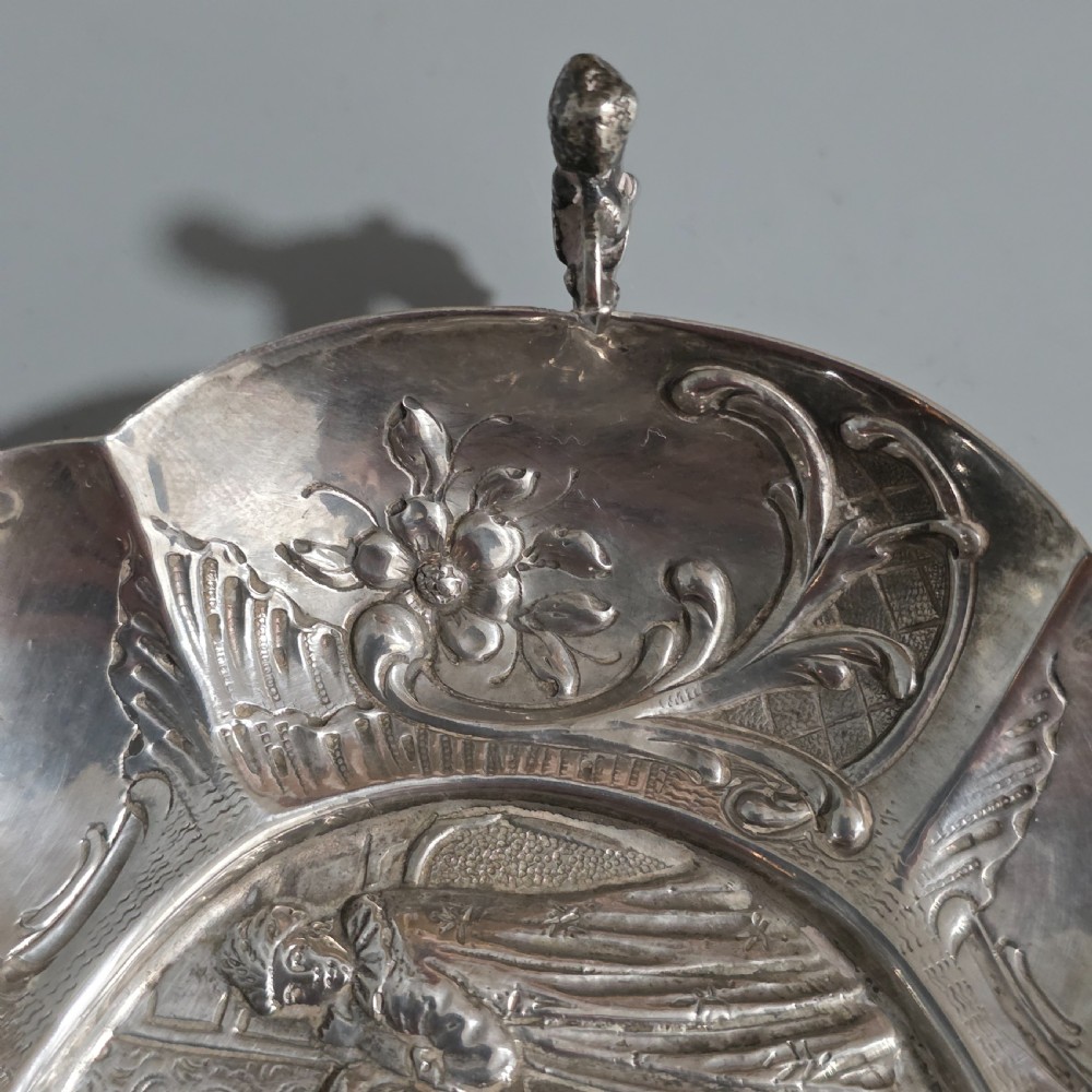Elegant 19thc Hanau Silver Lobed, Twin Handled Dish View IV