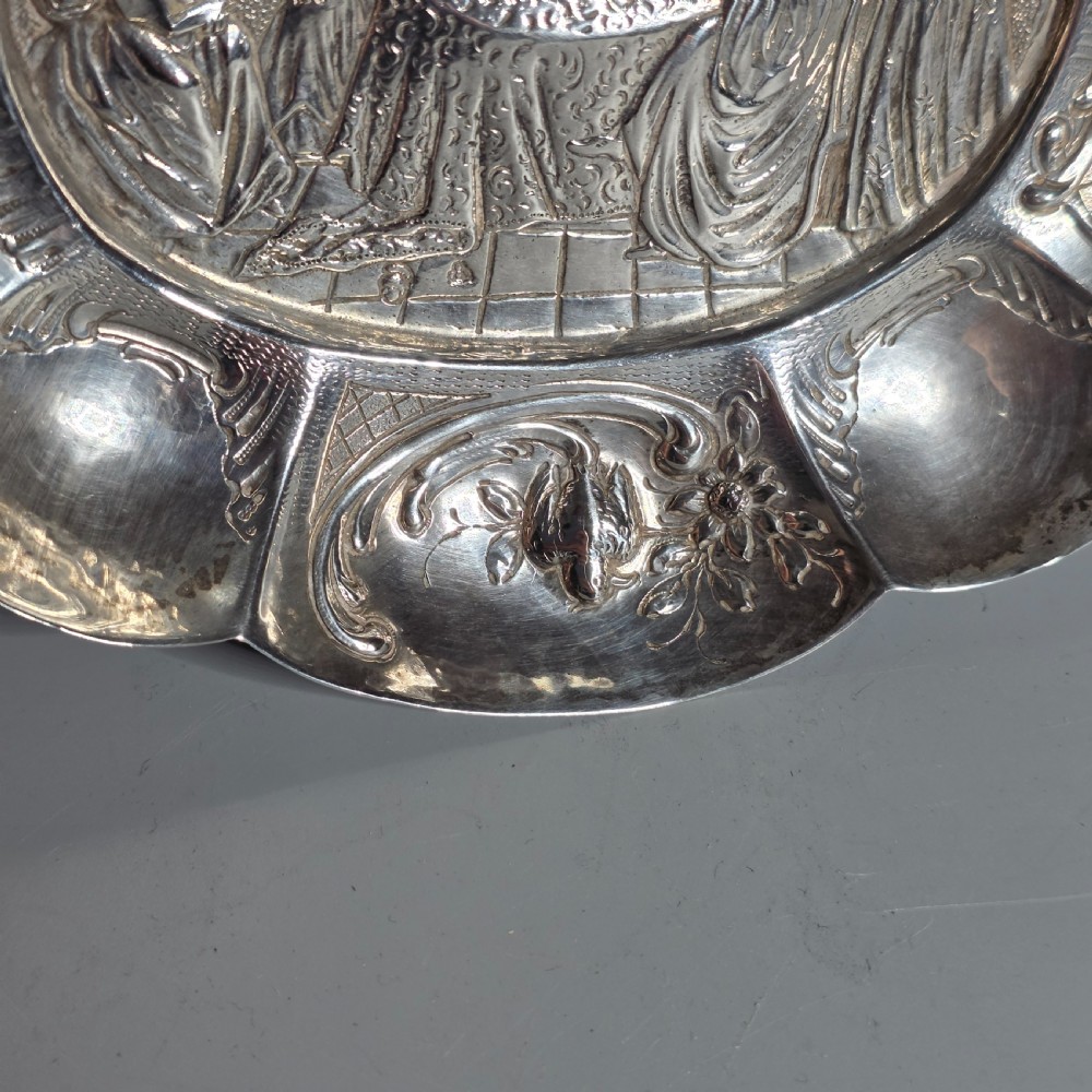 Elegant 19thc Hanau Silver Lobed, Twin Handled Dish View VIII