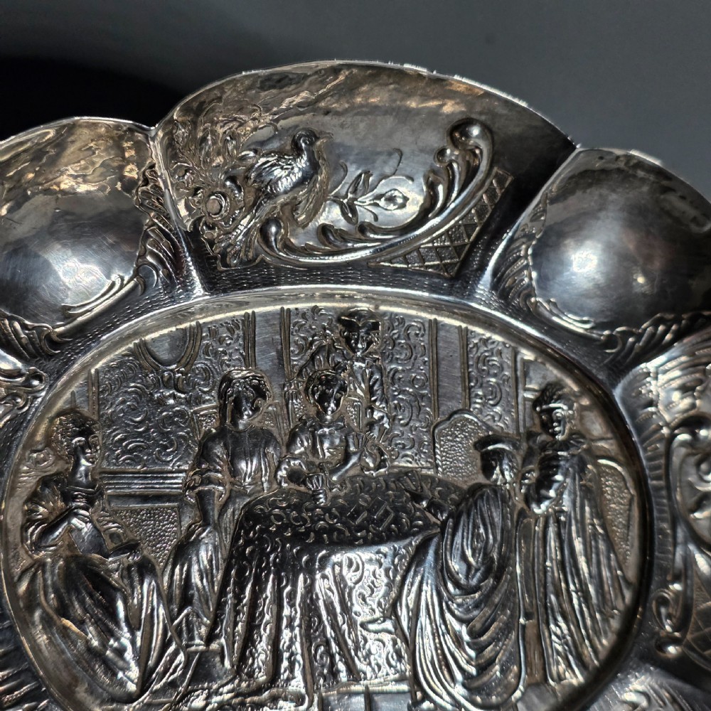 Elegant 19thc Hanau Silver Lobed, Twin Handled Dish View XI