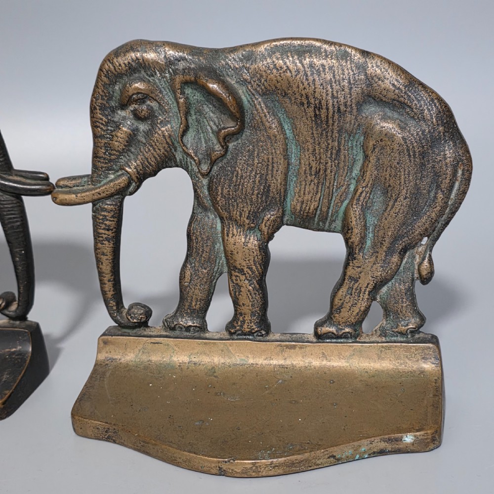 Delightful Pair of Antique Bronze Elephant Bookends – Heavy Cast, Circa 1920s View XI