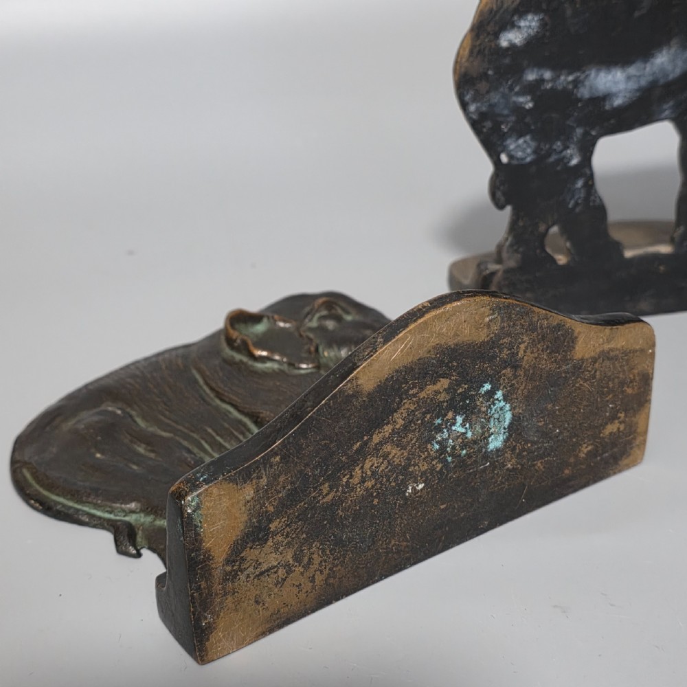 Delightful Pair of Antique Bronze Elephant Bookends – Heavy Cast, Circa 1920s View XII