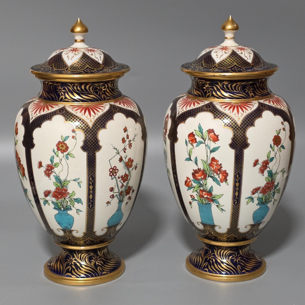 Impressive Rare Large Pair Flight Barr Worcester Vases c1894
