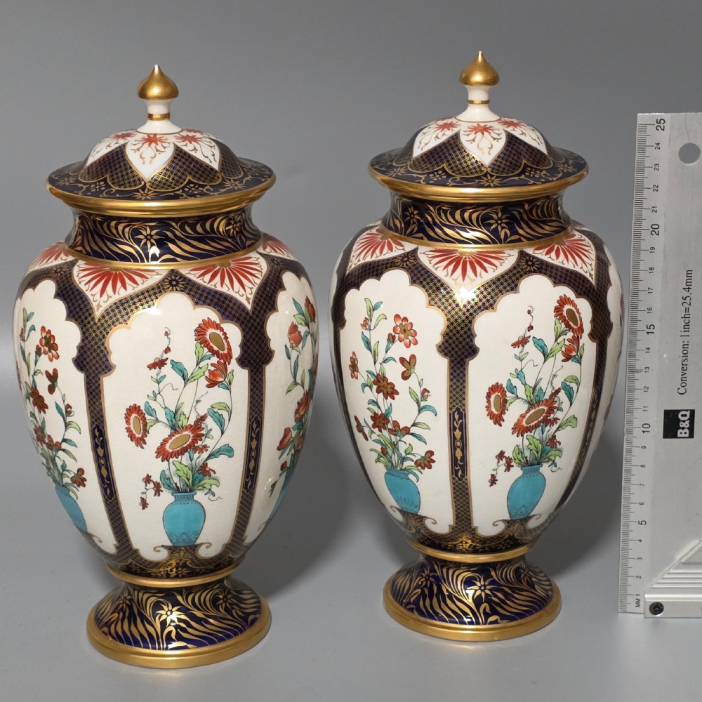 Impressive Rare Large Pair Flight Barr Worcester Vases c1894 View III