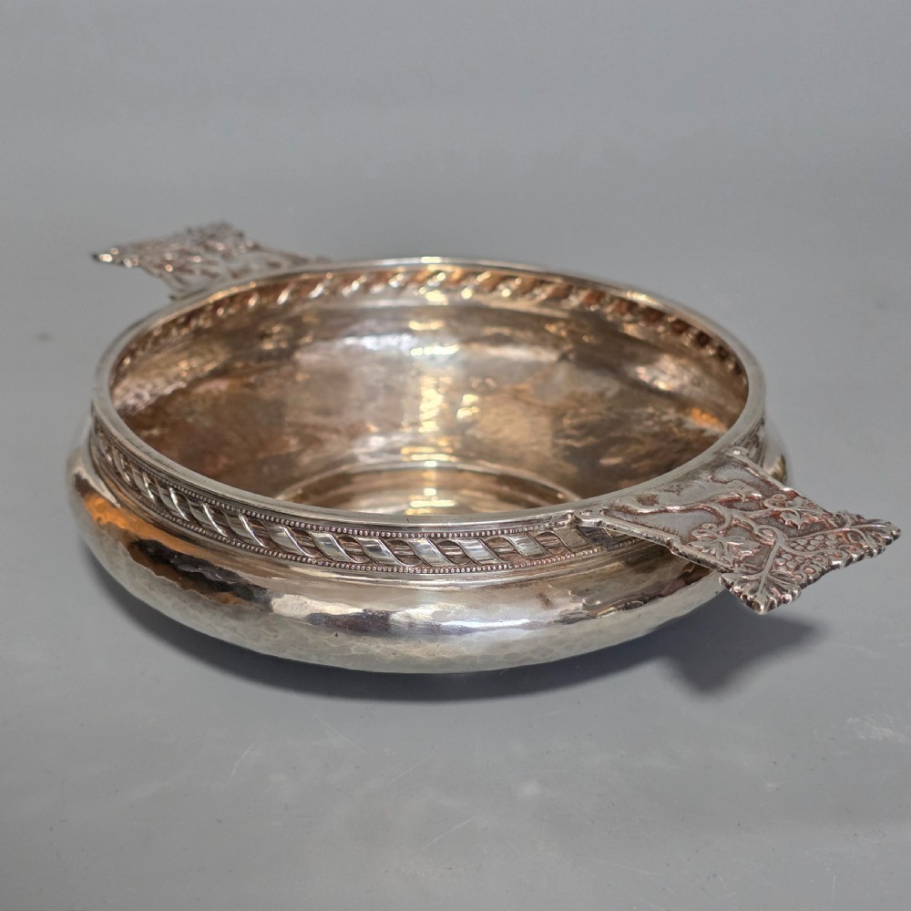 A.E.Jones Arts & Crafts Solid Silver Quaiche Birmingham 1916 View III