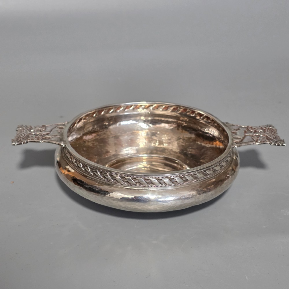 A.E.Jones Arts & Crafts Solid Silver Quaiche Birmingham 1916 View V