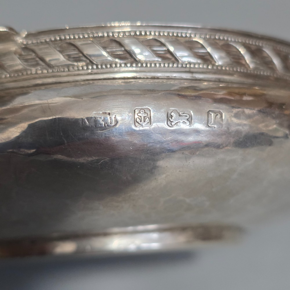A.E.Jones Arts & Crafts Solid Silver Quaiche Birmingham 1916 View VIII
