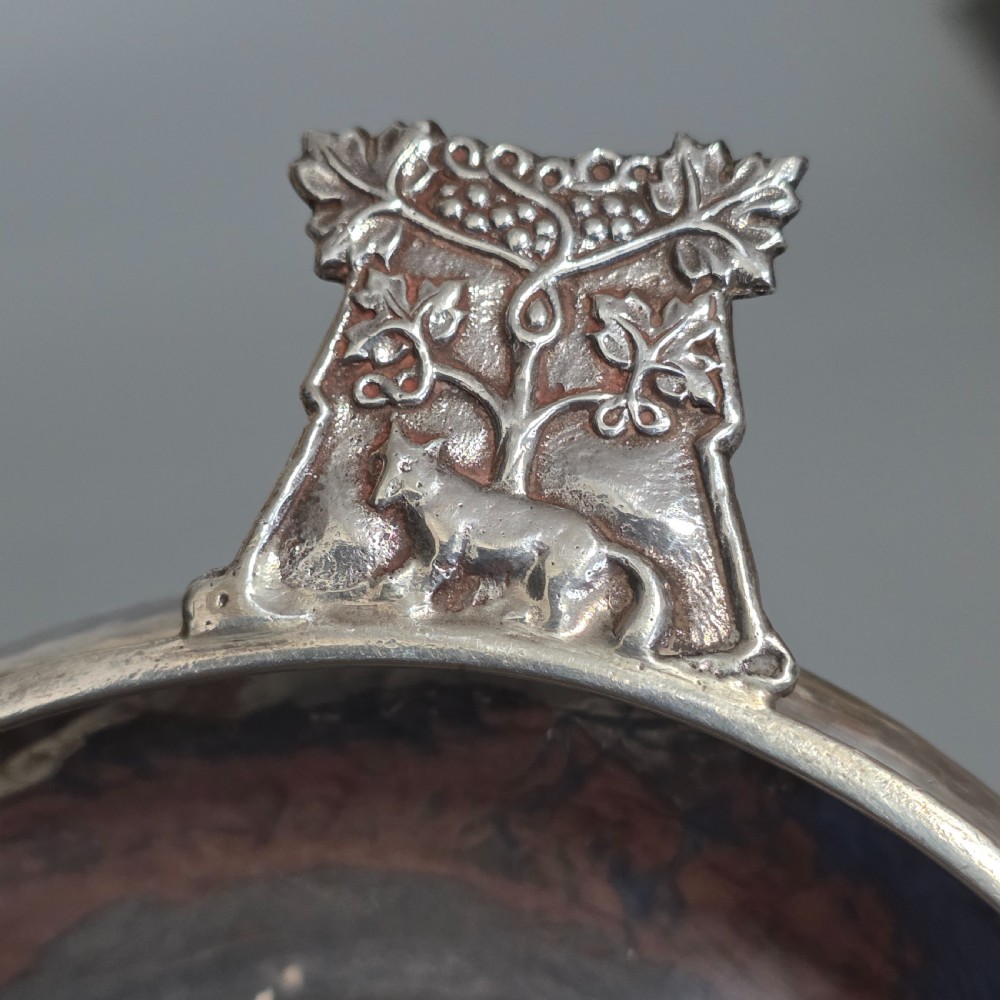 A.E.Jones Arts & Crafts Solid Silver Quaiche Birmingham 1916 View X