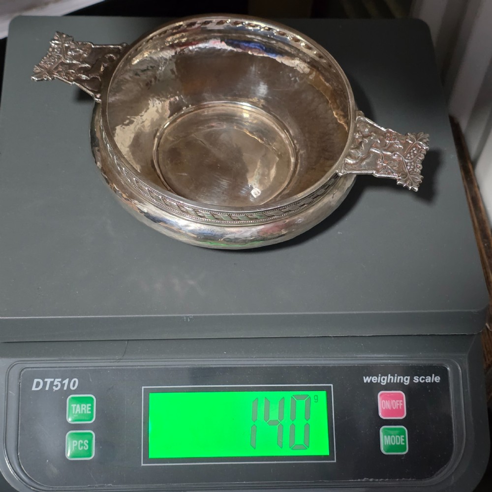 A.E.Jones Arts & Crafts Solid Silver Quaiche Birmingham 1916 View XI