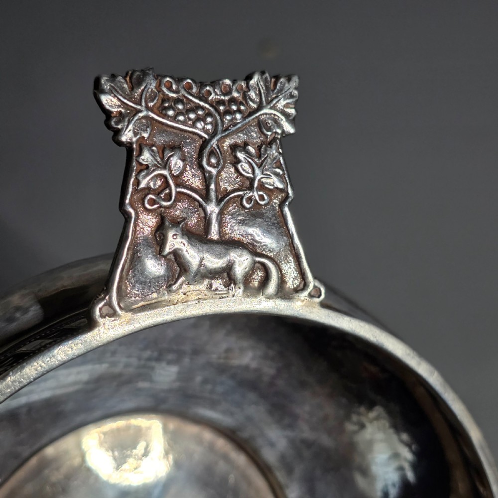 A.E.Jones Arts & Crafts Solid Silver Quaiche Birmingham 1916 View XIV